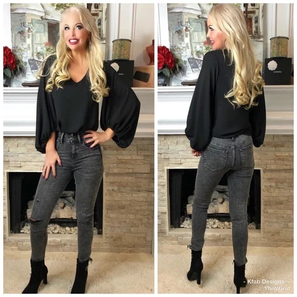 LAST PAIR! VERVET High Waisted Black Acid Wash Skinny Jeans! - Picture 2 of 8